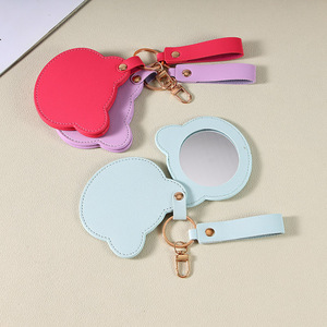 Portable Rotating PU Leather Keychain Makeup <b>Mirror</b> Small Cosmetic <b>Mirror</b> for <b>Travel</b> Box Packing - Product Image 5