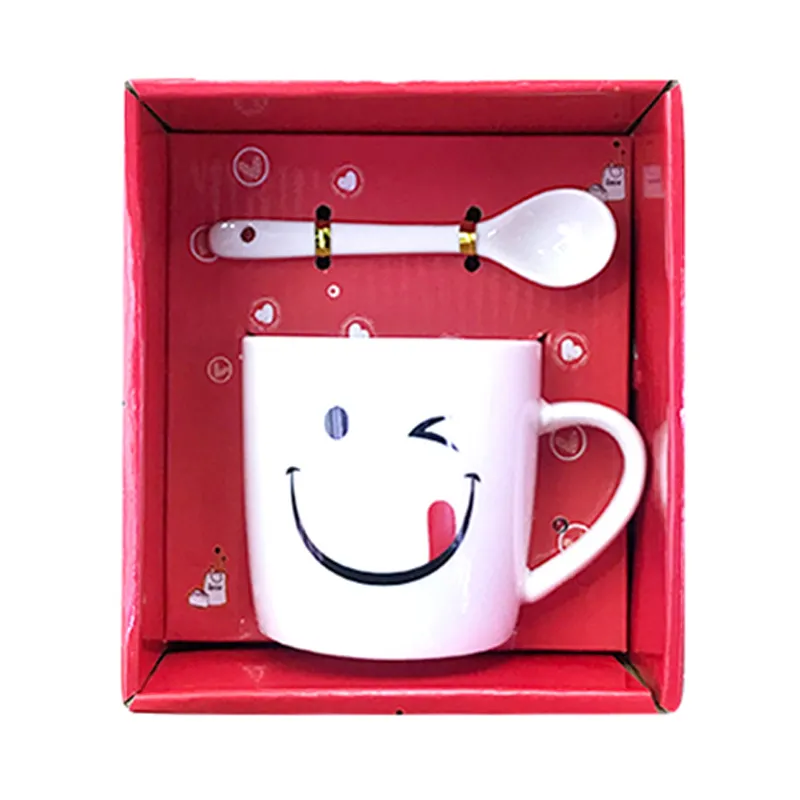 Высококачественная индивидуальная креативная кружка с улыбкой, чашка для кофе/чая, керамическая кружка с ложкой, поставка премиум-класса