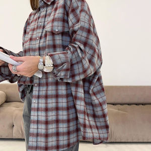 Camisas informales a <span class=keywords><strong>cuadros</strong></span> <span class=keywords><strong>de</strong></span> moda para <span class=keywords><strong>mujer</strong></span>, Tops <span class=keywords><strong>de</strong></span> mezcla <span class=keywords><strong>de</strong></span> algodón y poliéster, <span class=keywords><strong>camisa</strong></span> a <span class=keywords><strong>cuadros</strong></span> personalizada <span class=keywords><strong>de</strong></span> manga larga con botones para <span class=keywords><strong>mujer</strong></span> - Product Image 3