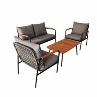 Ensemble de meubles d'extérieur de luxe moderne, canapé de jardin en corde tressée, 4 pièces pour villa, balcon