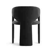 Fauteuil contemporain noir en bouclette avec base intégrée et pieds en métal, chaise de salle à manger sculpturale pour mobilier de maison, salon et salle à manger