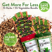 Home Grown 32,000 + Heirloom Bundle 70 Variétés uniques sans OGM pour la plantation intérieure et extérieure Pots de fleurs écologiques pour