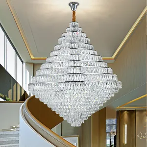 Lustre en cristal K9 de décoration professionnelle personnalisée, grand projet d'hôtel, lustre de luxe moderne pour maison hôtel