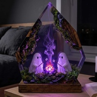 Lampe fantôme d'Halloween en époxy faite à la main par Bonfire, adorable ornement de bureau fantôme, veilleuse fabriquée en Chine, cadeau idéal pour les amis
