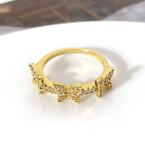 Fashion Trendy 18K <b>Gold</b> Plated Waterproof <b>Cubic</b> <b>Zirconia</b> Butterfly <b>Ring</b> - Product Image 3