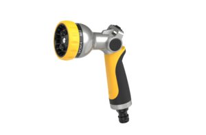 Buse de pulvérisation pour tuyau d'arrosage en alliage de zinc, robuste, à commande par bouton, contrôle facile du débit, 60 PSI, pour patio - Product Image 1