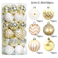 Lot de Boules de Noël Dorées en Plastique pour Décorations de Fête et d'Arbre de Noël, en Boîte Cadeau – Vente en Gros