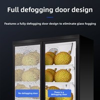 Lemari Pendingin Vertikal Komersial Pendingin Udara Auto Defrost Pintu Kaca Anti-Kabut Kontrol Digital Refrigeran R290 Multi-Voltase