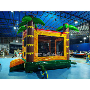 Castillo Inflable Comercial con Tobogán Acuático de Doble Carril, Diseño de Palmera Tropical, Inflable Húmedo/Seco para Fiestas - Product Image 4