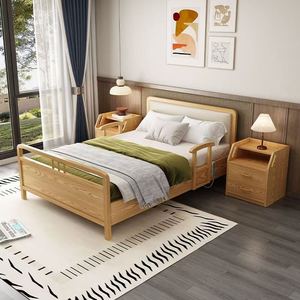 Cama de Hospital de Madera Maciza con Manivela Manual, para Cuidado de Ancianos, Uso Doméstico, Color Madera de Sequo - Product Image 2