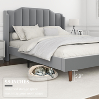 Meubles modernes de chambre à coucher d'hôtel Kainice Cadre de lit en velours et bois double de taille Base de lit King fendue et ajustable