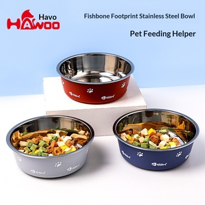 Novas Tigelas Duplas Antiderrapantes de Estilo Nórdico para Cães e Gatos com Padrão de Osso de Peixe e Pegada de Pata - Atacado - Product Image 5