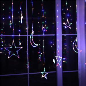 Cadena de luces de cortina de carámbano acrílico personalizable diseño de Luna y estrella de Navidad para decoración de dormitorio interruptor alimentado para vacaciones - Product Image 4