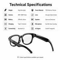 Nouvelles Lunettes Intelligentes IA 2026 Tendance avec Caméra HD, Recharge Magnétique, Appel WiFi et Bluetooth, Traduction, Étanche IP67, Monture en Titane, Application