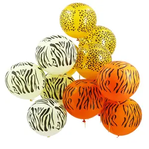 Globos de látex a rayas de animales para fiesta, globos con estampado de animales, Tigre, leopardo, cebra, para decoración de Festival de cumpleaños
