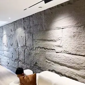 Lightweight Clear Water Grey PU Stone Wall Panel Cladding Artificial Slabs For Interior And Exterior Hotel Or Home Decoration