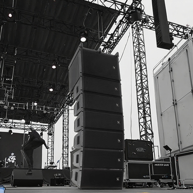 H2A Dual 10-inch Active Line Array PA System 1600W (RMS) Power Handling Black Plywood Outdoor Stage Live Performances Concerts