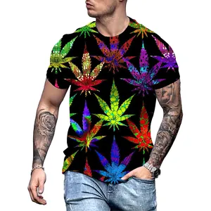 Summer New Ideal Men's Fashion Clothing Leaf Graphics Custom T-Shirt 3D Printing Casual Street Style