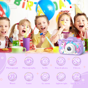 Appareil Photo Jouet pour Enfants avec Batterie Intégrée Capteur CMOS Vidéo Full HD Double Appareil Photo <span class=keywords><strong>Musique</strong></span> et Jeux de Puzzle pour 3-7 Ans - Product Image 2