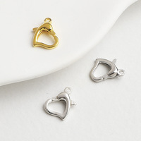Fermoir en argent sterling S925 plaqué or / Fermoir en forme de cœur, connecteur polyvalent DIY pour colliers et bracelets