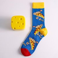 Vente en gros de chaussettes alimentaires personnalisées Chaussettes de dessin animé au fromage jacquard Chaussettes habillées à motif de pizza