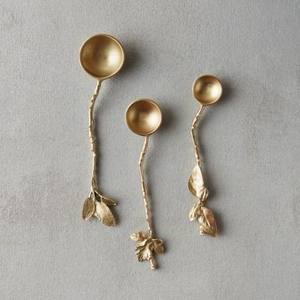 Elegant 4pcs 5pcs <b>Gold</b> Silver Rose <b>Gold</b> Black Stainless Steel Brass Food Picks Durable <b>Spoon</b> Fork Custom Logo for Home - Product Image 4