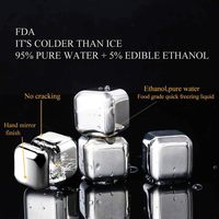 Vente en gros de glaçons réutilisables en acier inoxydable congelés Glaçons de fête en acier inoxydable 304 personnalisés avec logo