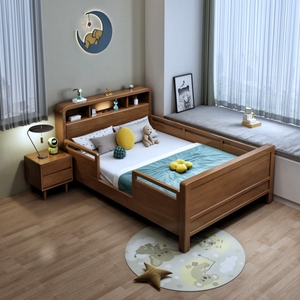 Lit enfant moderne en bois massif minimaliste / Lit simple pour étudiant avec rangement et barrière de sécurité, écologique, gain de place, tailles 1,0m et 1,5m - Product Image 3