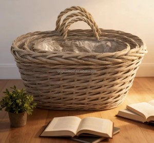 Set di cestini da appendere in vimini intrecciati a parete in stile rustico per decorazioni per la casa (3 pezzi) - Product Image 2