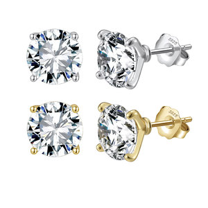 स्मॉस 04 रिन्टिन स्पार्कलिंग राउंड कट डी रंग VVVs मोसानाइट स्टड 925 स्टर्लिंग सिल्वर मोइससानाइट पास डायमंड टेस्टर इयररिंग्स - Product Image 1