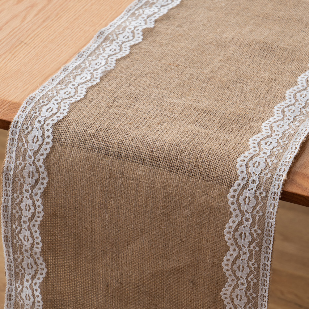 Скатерть из мешковины с кружевом, деревенская скатерть из натурального джута в деревенском стиле, скатерть в сельском стиле для украшения свадебной вечеринки