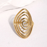 Grenzüberschreitender Edelstahl-Offenring mit geometrischer Spiralbindung, breitbandig, vergoldet, nicht verblassend, minimalistisch, personalisierbar
