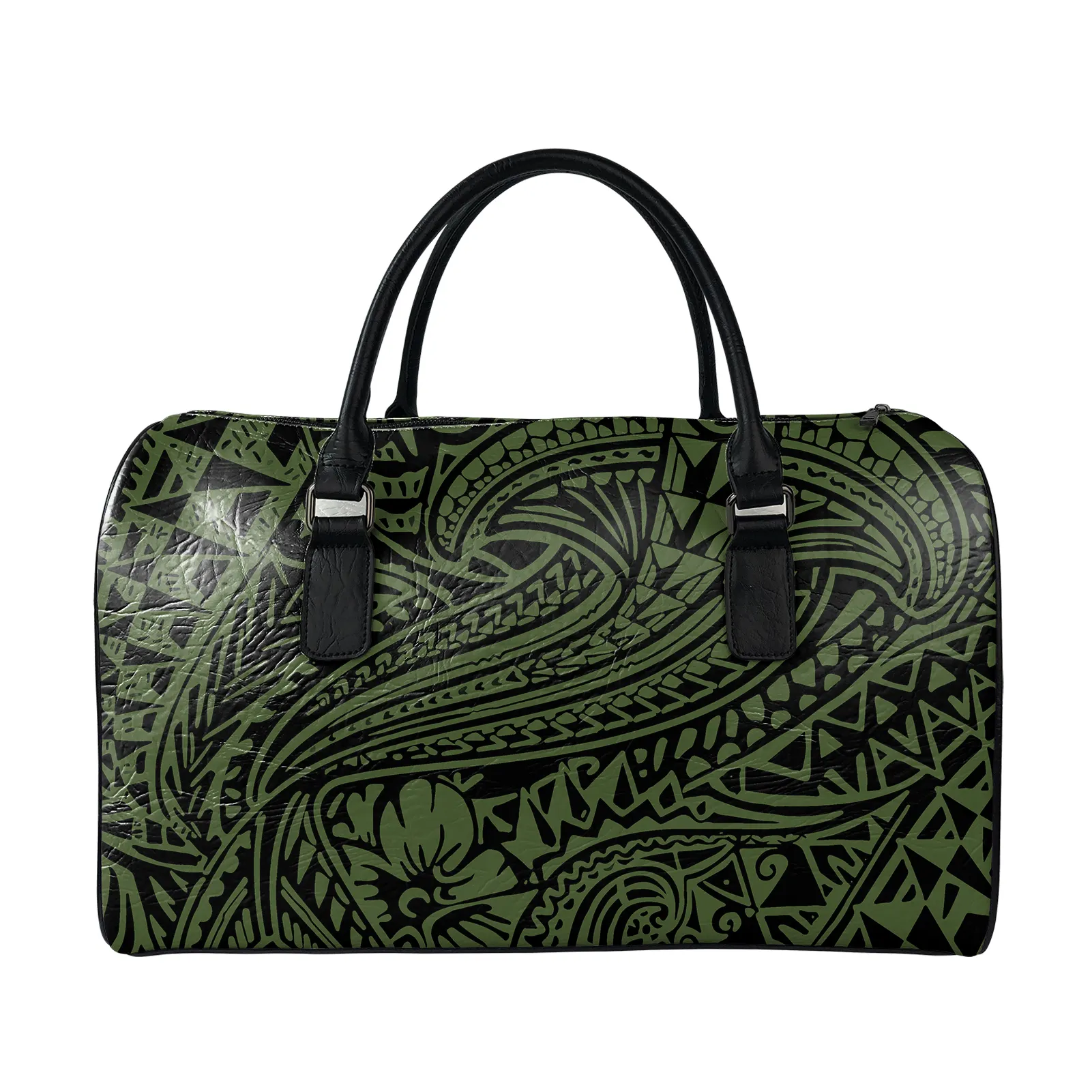 Cuero bolsa de lona de las mujeres Tonga flor Tribal patrón especial verde bolso de viaje de la noche de lona bolsa gimnasio deportes equipaje bolso