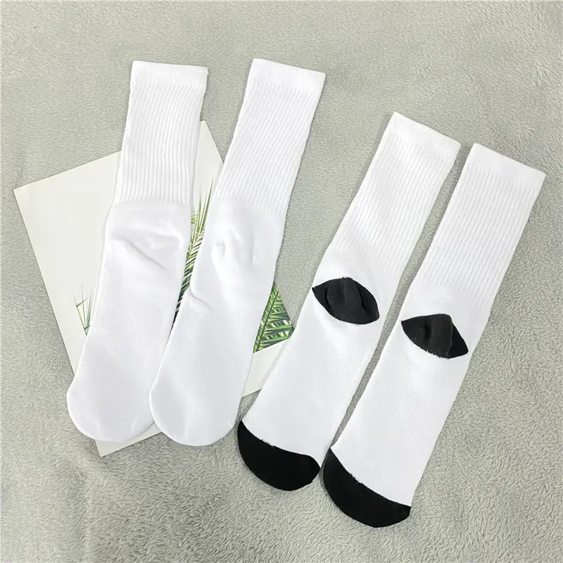 Белые пустые сублимационные заготовки для мужчин и женщин, толстые махровые Полиэстеровые спортивные носки с ремешком для горячей печати