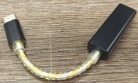 Adaptador DAC Portátil Tipo C a 4.4mm, Blindado con Metal Negro, Cable Trenzado Plateado y Dorado, para Android, PC, HiFi sin Pérdidas