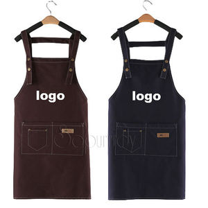 Wholesale Custom Logo Cotton Canvas Waterproof Chef Cooking Aprons With Pockets for Cafe Restaurants Kitchen Bbq Apron - Product Image 5