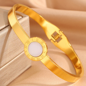 All'ingrosso gioielli di moda oro placcato in acciaio inox numeri romani braccialetto per le donne - Product Image 4