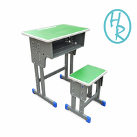 Ensemble de bureau et chaise d'école écologiques et durables, réglables en hauteur, en bois vert, pour chambre et salon