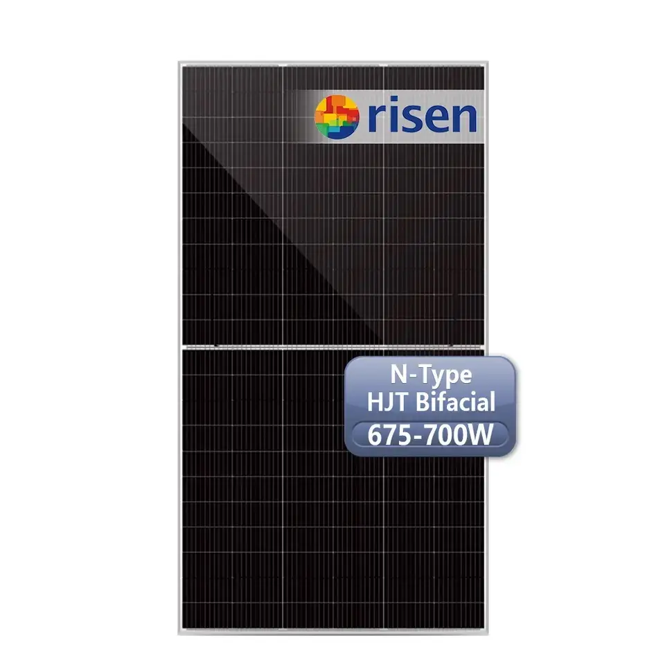 Risen HJT TopCon 132 Bifacial tipe-n, Panel surya 700W 680W 690W naik Panel surya untuk sistem tenaga surya