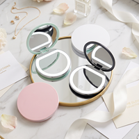 Portable Small Compact Mirrors Folding Magnifying Led Makeup Pocket Mirror for Gift