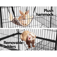 Cage tubulaire de luxe pour petit animal avec roulettes de relocalisation et clapier à lapins à plusieurs niveaux