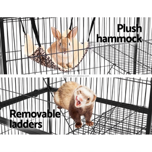 Cage tubulaire de luxe pour petit animal avec roulettes de relocalisation et clapier à lapins à plusieurs niveaux - Product Image 4