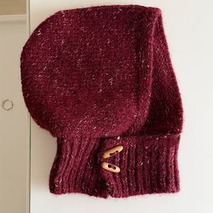 Gorro <span class=keywords><strong>de</strong></span> lana <span class=keywords><strong>de</strong></span> <span class=keywords><strong>alpaca</strong></span> con hebilla <span class=keywords><strong>de</strong></span> cuerno estilo Old Money, diseño floral, tejido para otoño/invierno, pasamontañas unisex, gorro <span class=keywords><strong>de</strong></span> lana cálido - Product Image 3