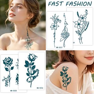 Autocollants de tatouage semi-permanents sans eau, non toxiques, imperméables, pour le corps et les bras, motifs papillon, rose, soleil, lys, à peler et coller, vente en gros - Product Image 5