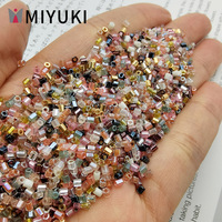 Manik-manik Kaca Hexagon 2-Cut Gaya Jepang, Manik-manik Lepas untuk Pembuatan Perhiasan Gelang Kalung DIY Grosir