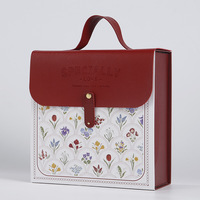 Boîte cadeau en papier avec rabat en PU floral personnalisé, boîte d'emballage en carton robuste pour les collations, pour les cadeaux de mariage