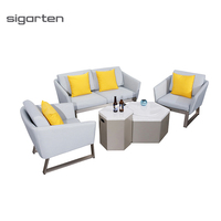 Sigarten UKCA certificat moderne en aluminium métal extérieur salon meubles de patio ensemble patio jardin canapé ensembles avec foyer