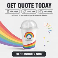 Gobelet en papier à paroi simple à motif arc-en-ciel pour boissons froides, gobelet en papier imprimé jetable, logo personnalisé pour les fêtes, les jus et les magasins