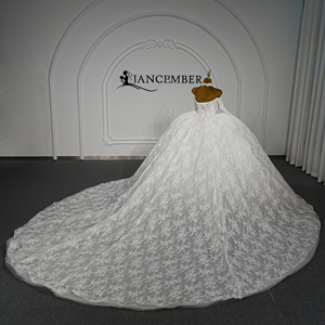 Lsgz09-Pz Superbe Robe de Mariée Blanche avec Corset Illusion en Dentelle Jacquard, Jupe Bouffante et Voile Cathédrale Jancemebr - Product Image 5