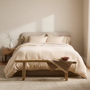 ชุดเครื่องนอนผ้าลินินแท้ ขอบเย็บเรียบ ขนาดสั่งทำได้ พร้อมปลอกหมอนและปลอกผ้านวม สำหรับใช้ในบ้านและโรงแรม - Product Image 1